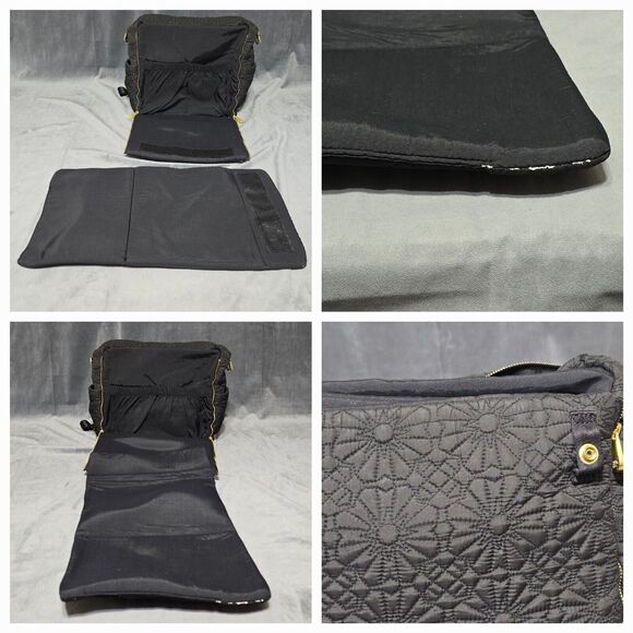 Petunia Pickle Bottom Convertible Backpack Tote Diaper Bag Black Floral Quilted - Picture 12 of 16